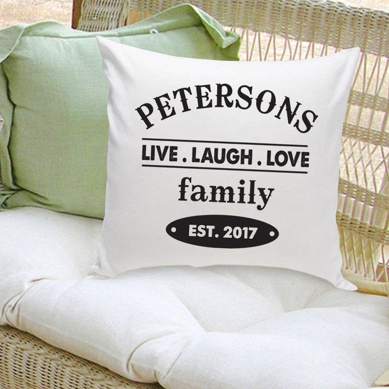 Personalized Live Laugh Love Family Name Throw Pillow (Insert Included)