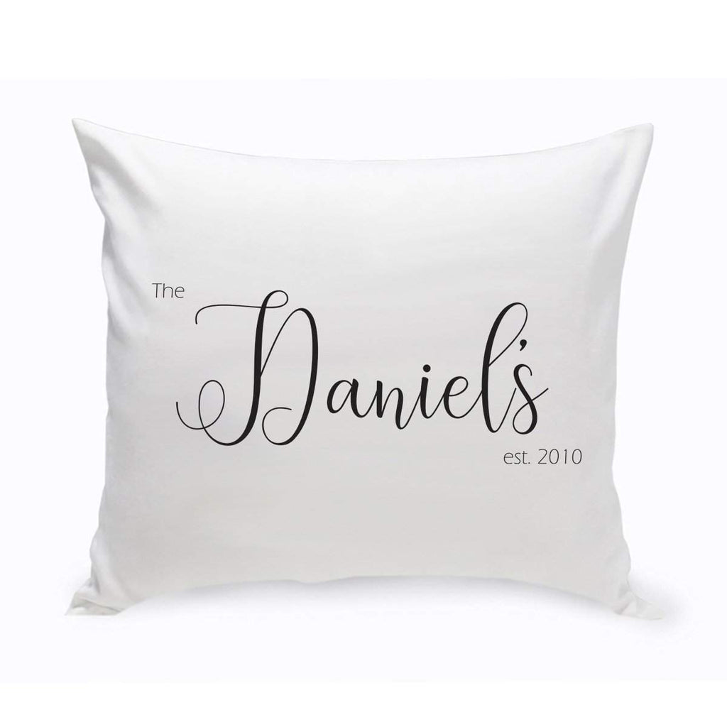 Personalized Family Name Script Modern Farmhouse Throw Pillows