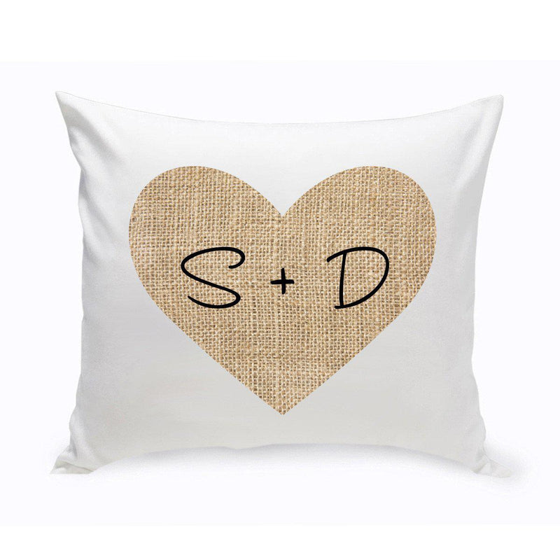 Personalized Burlap Heart Throw Pillow (Insert Included)