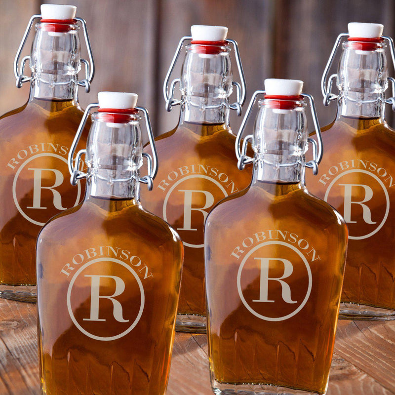 Monogrammed Glass Flasks – Set of 5