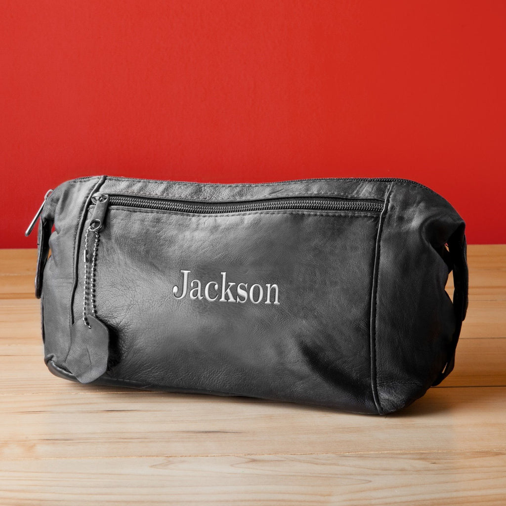 Personalized Leather Toiletry Bag