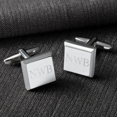 Personalized Modern Square Silver Cufflinks