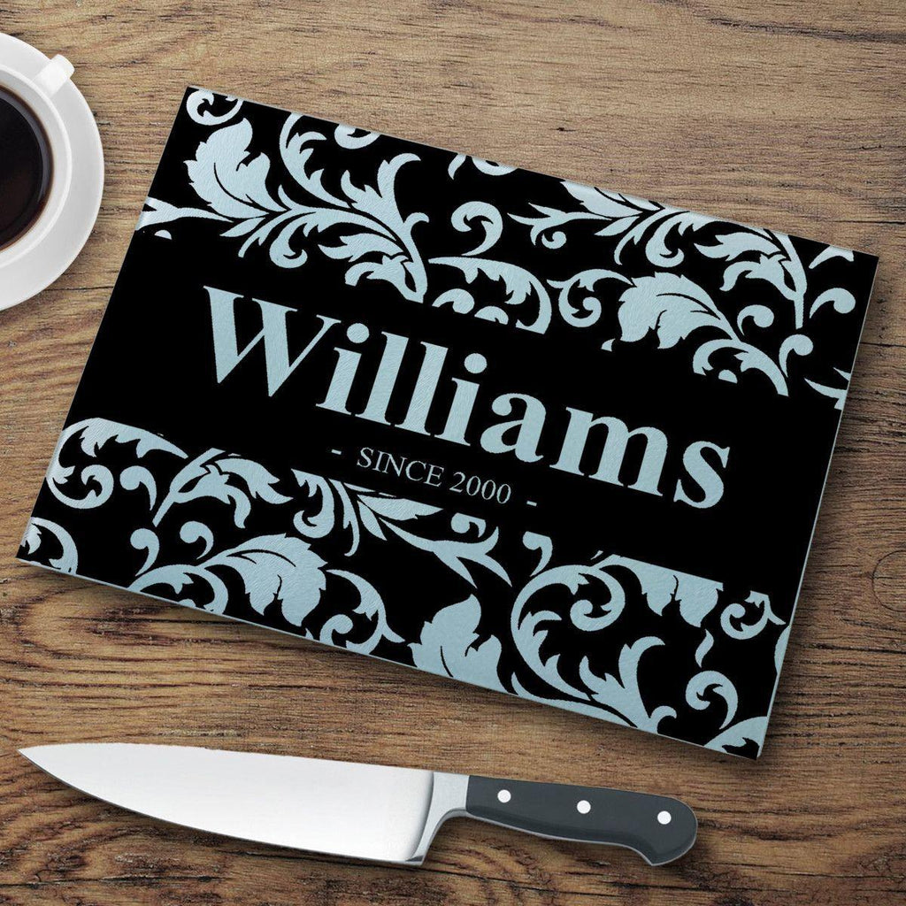 Personalized Floral Glass Cutting Boards