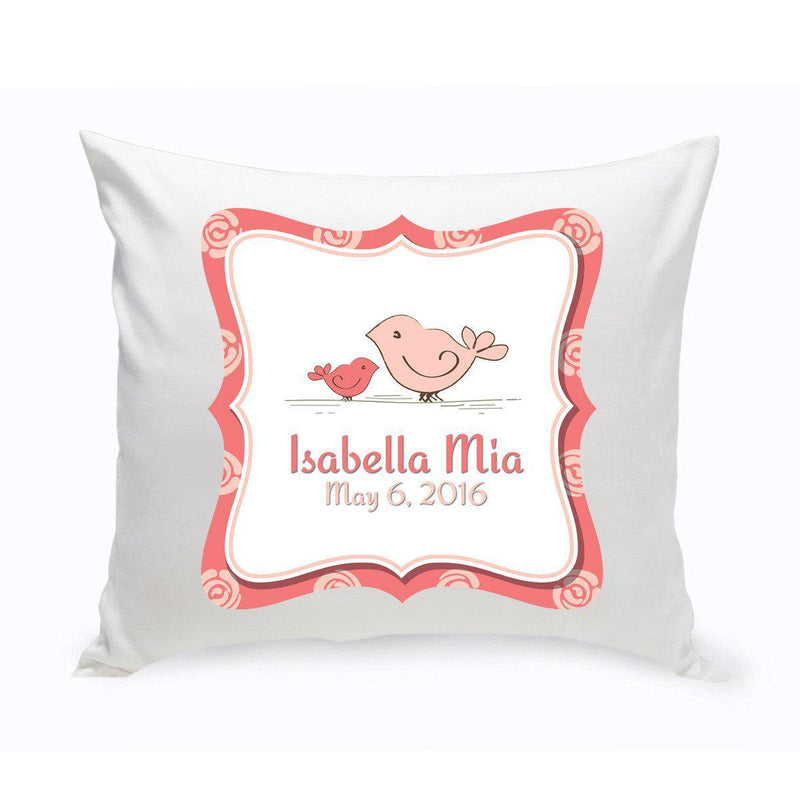 Personalized Baby Nursery Throw Pillow – Birdies (Insert Included)