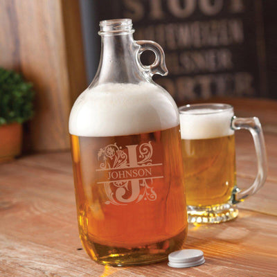 Personalized Glass Beer Growler – 64oz.