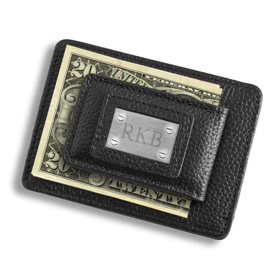 Personalized Money Clip – Card Holder – Studded Leather
