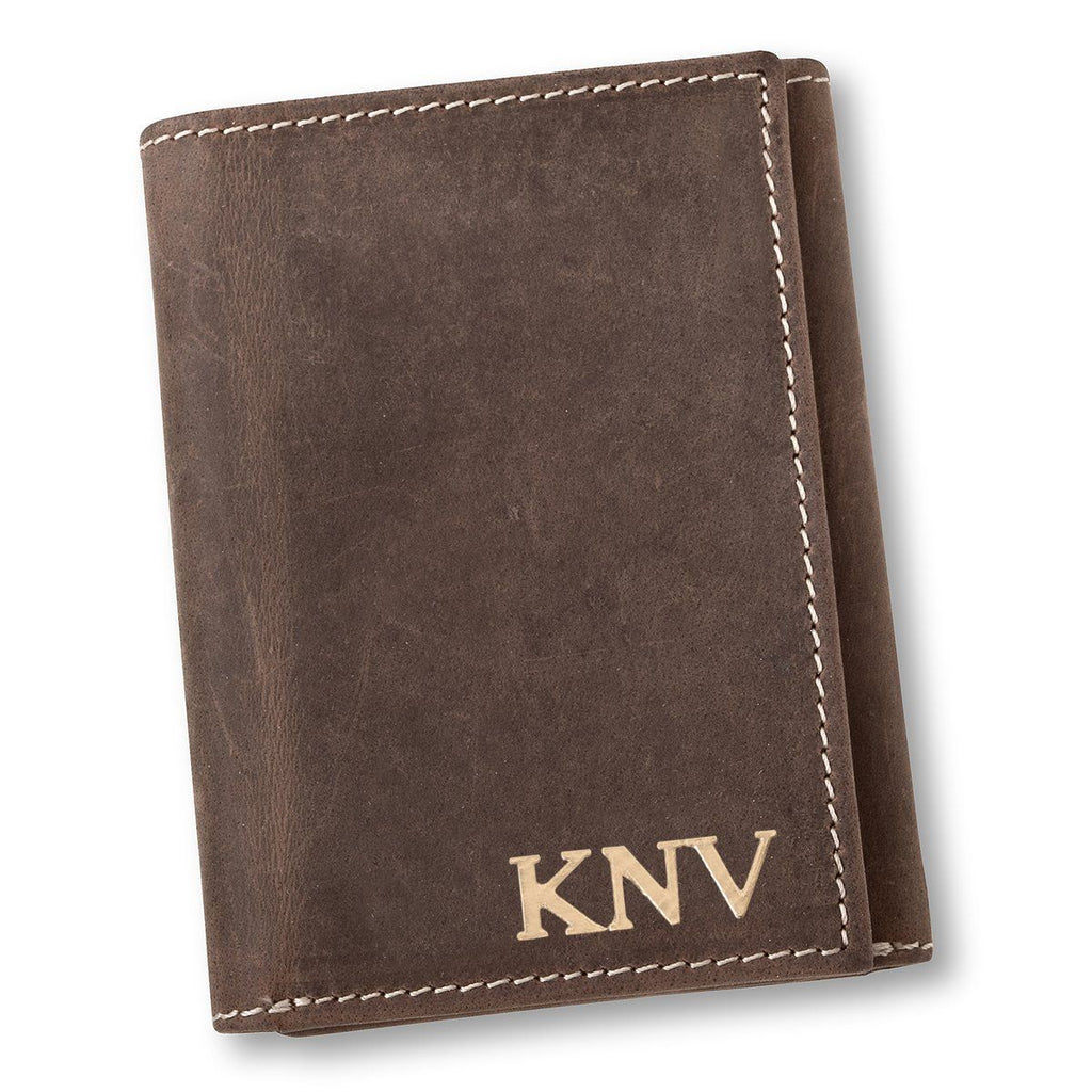 Personalized Medium Brown Borello Tri Fold Wallet
