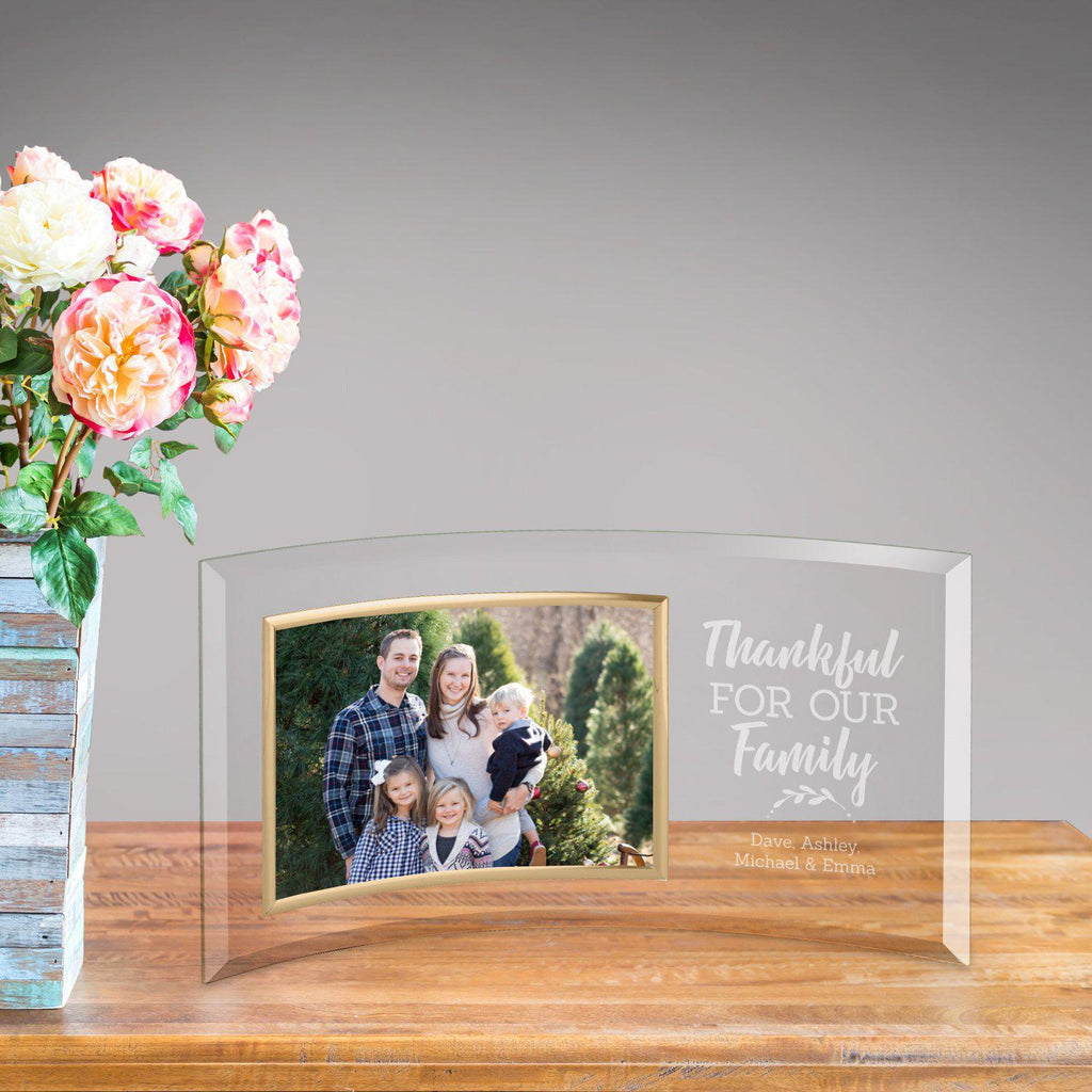 Personalized Thankful for Our Family Glass Picture Frame