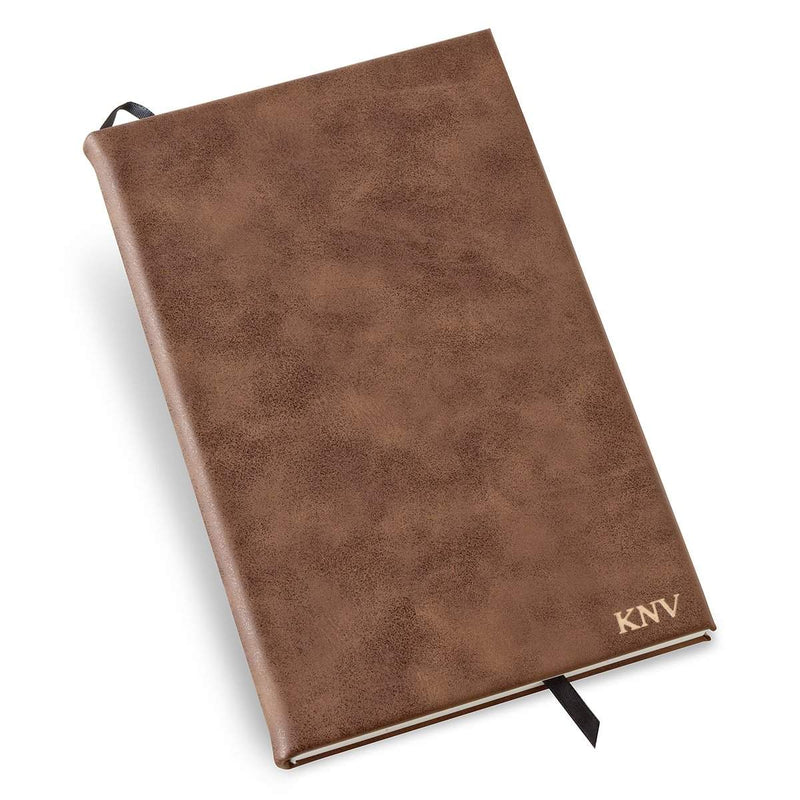 Monogrammed Brown Vegan Leather Journal