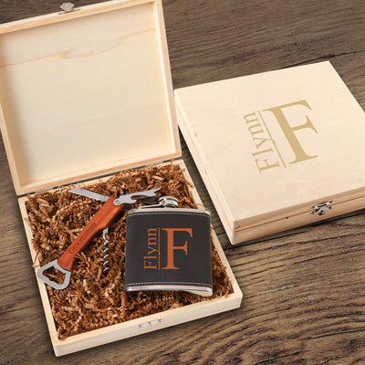 Personalized Dunbar Groomsmen Flask Gift Box