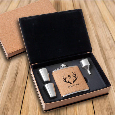 Personalized Cork Flask Set