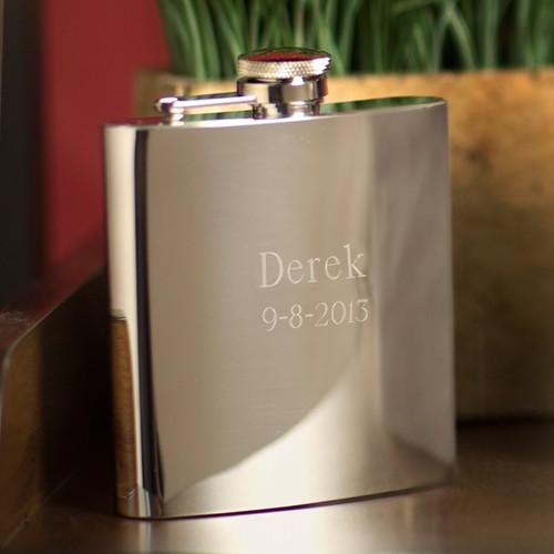 Personalized High Polish Stainless Steel Flask  – 7 oz.