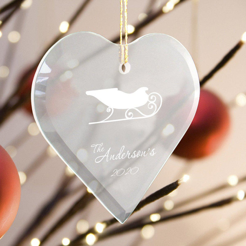 Personalized Heart Shape Glass Ornament – Christmas Ornament