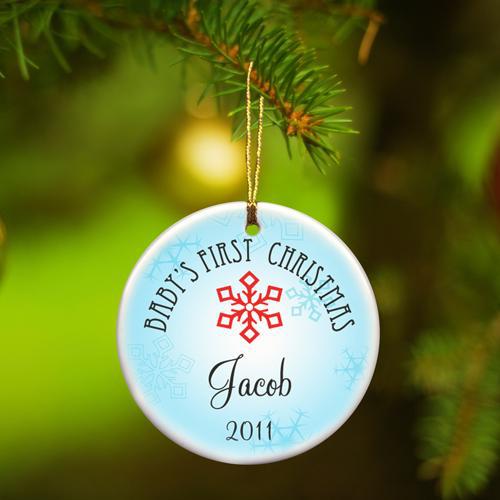 Personalized Baby Boys First Christmas Ornament