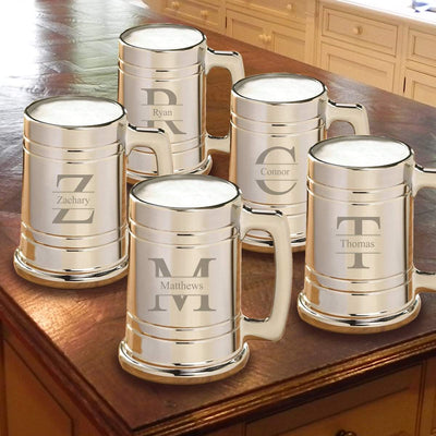 Personalized Gunmetal Beer Mug Set of 5