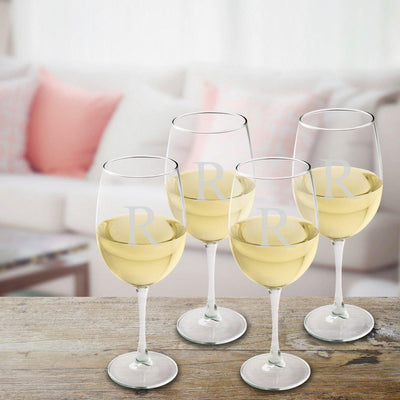Personalized Set of 4 White Wine Glasses