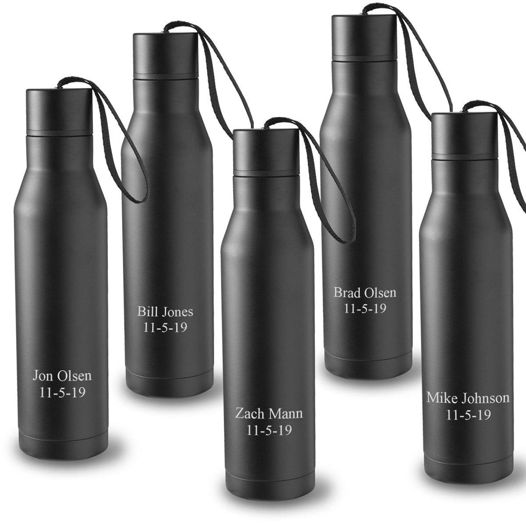 Personalized Black Double Insulated Stainless Steel Water Bottle Set Of 5 Insulated Black 17oz