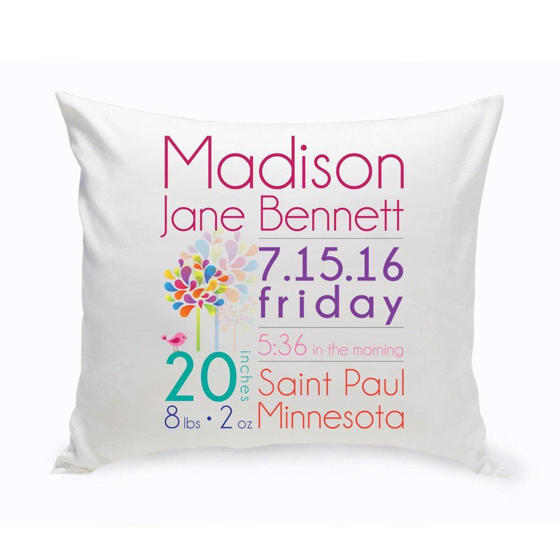 Personalized Baby Girl Announcement Throw Pillows (Insert Included)