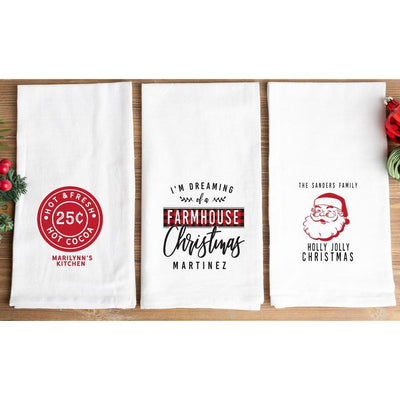 Personalized Farmhouse Christmas Tea Towels