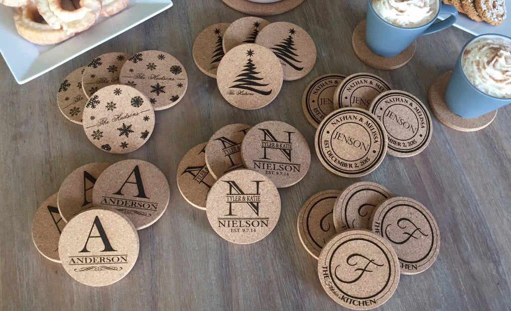 Personalized Thick Cork Coasters – Set of 4! – 6 Amazing Designs!