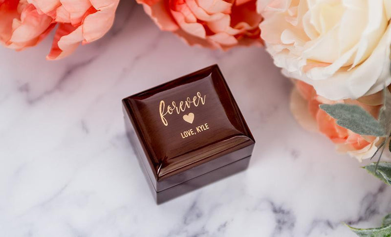 Ring Or Pendant with Personalized Wood Jewelry Box