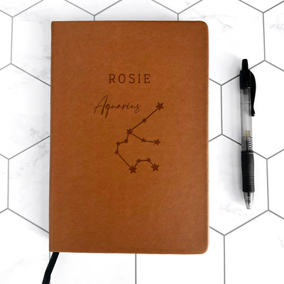 Personalized Astrology Zodiac Sign Leather Journals