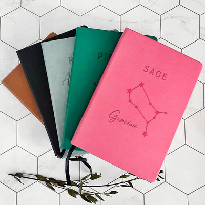 Personalized Astrology Zodiac Sign Leather Dot Journals