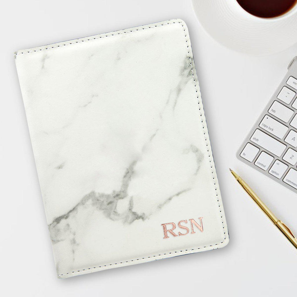 Monogram Marble Passport Holder – Stamped Foil