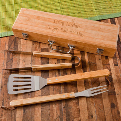 Personalized Grill Set with Bamboo Case