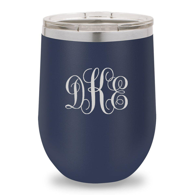 Personalized Navy 12oz. Insulated Wine Tumbler