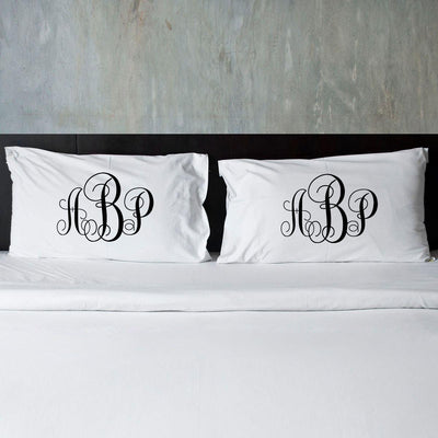 Personalized Interlocking Monogram Couples Pillowcases
