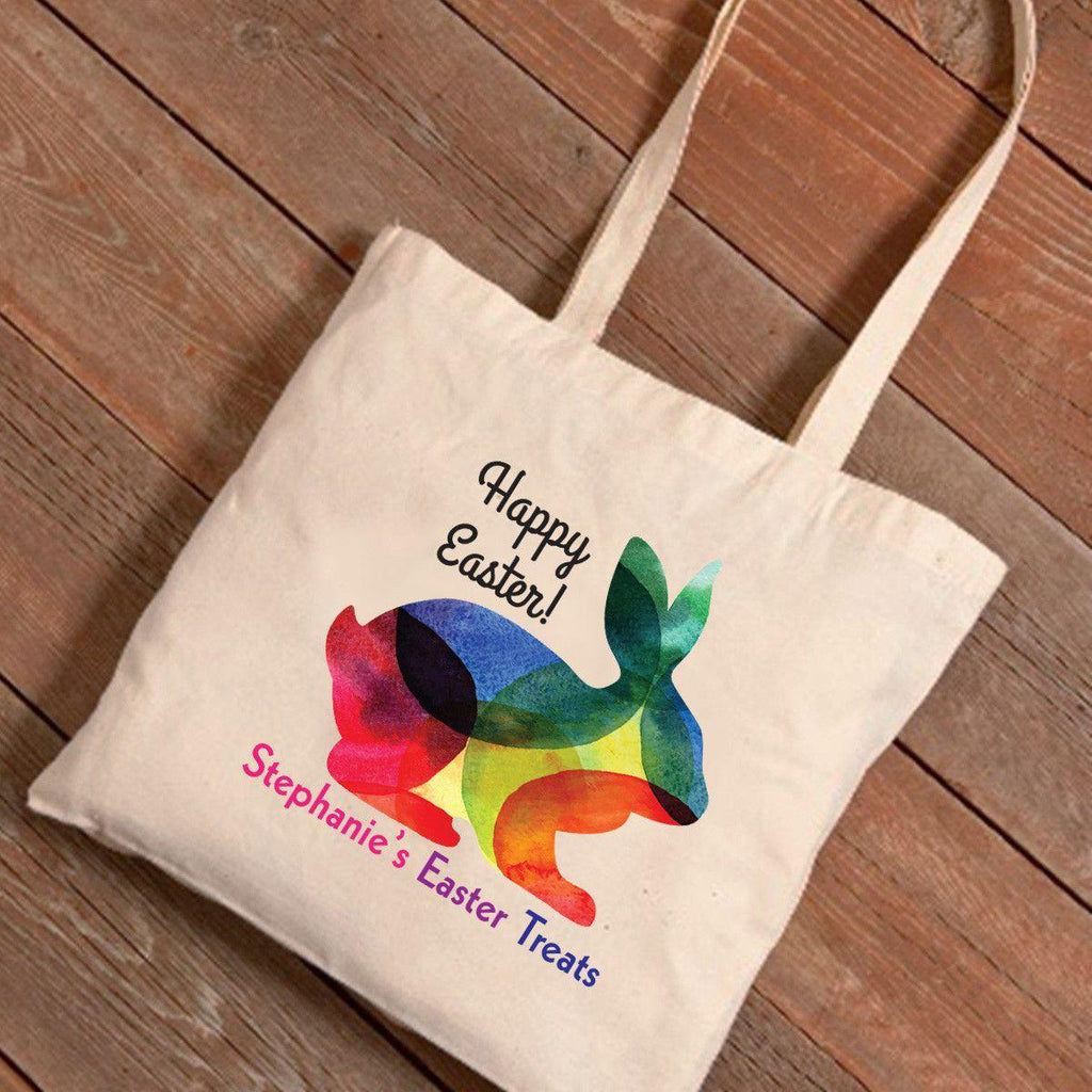 Personalized Easter Canvas Bag – Rainbow Bunny