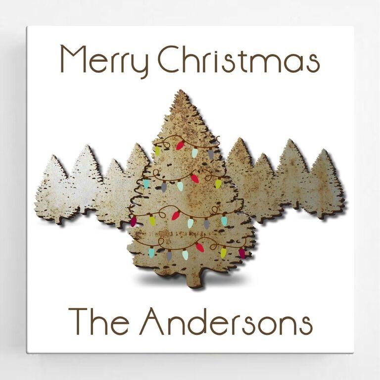 Personalized Christmas Spruce Canvas Sign