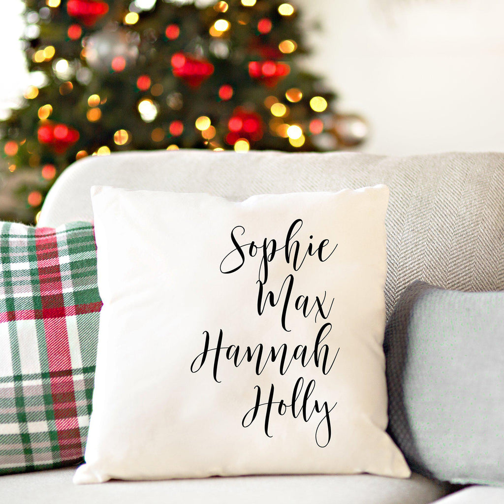 Personalized Family Names Throw Pillow Cover – Script