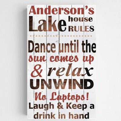 Personalized Cabin Rules Canvas Sign