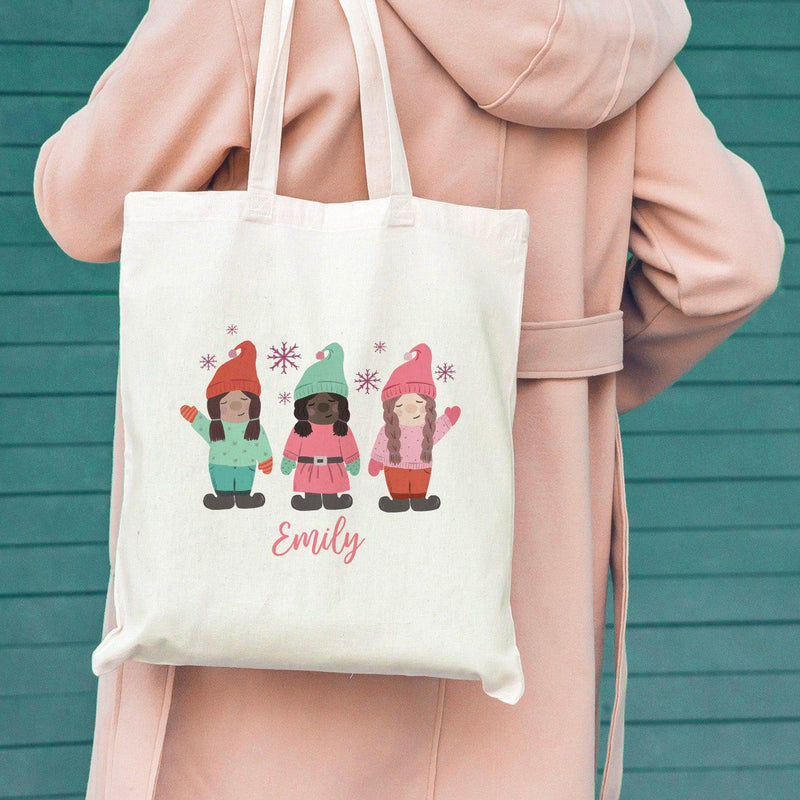 Personalized Girls Christmas Tote Bags