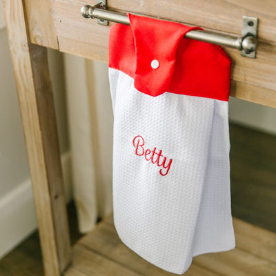 Personalized Button Hook Kitchen Towels