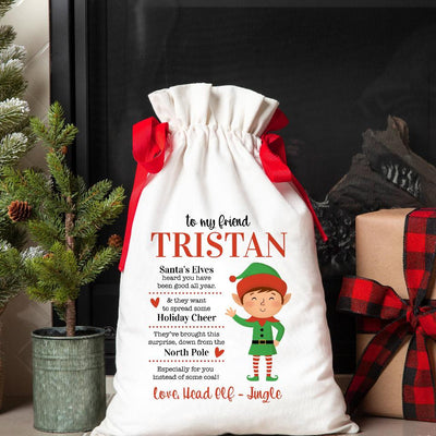 Personalized Christmas Red Ribbon Santa Gift Bags