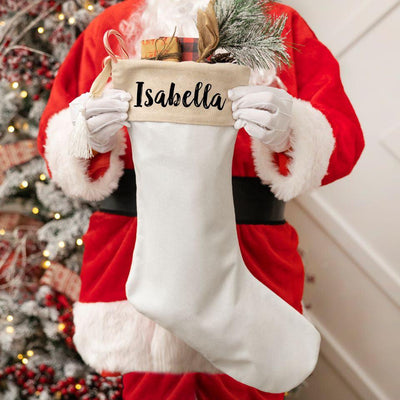 Personalized Cotton Stocking with Tassel – Printed Name