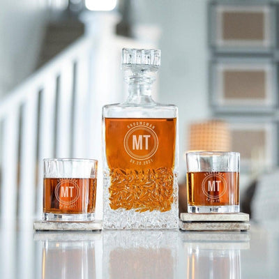 Personalized Groomsman Kinsale Decanter Set with 2 Lowball Glasses