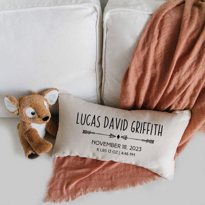 Personalized Baby Birth Stats Lumbar Throw Pillow Covers