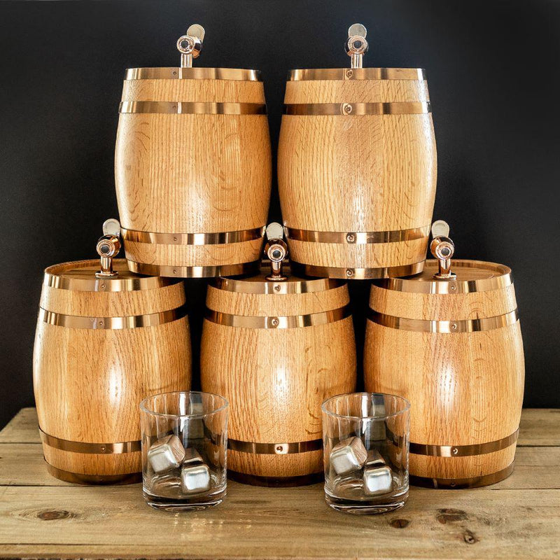 Personalized Mini Oak Whiskey Barrel – Set of 5