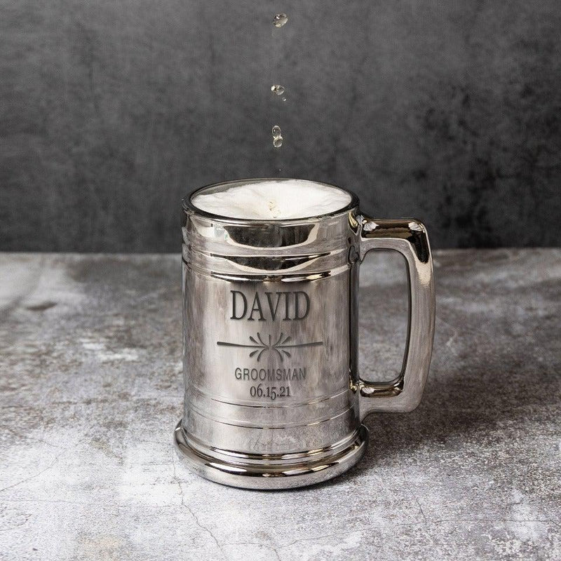 Personalized Groomsmen Metallic Beer Mug