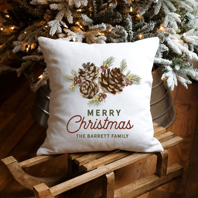 Personalized Woodland Christmas Throw Pillow Covers