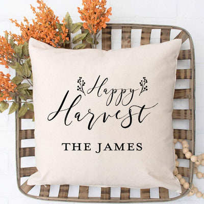 Personalized Happy Harvest Fall Throw Pillow Covers