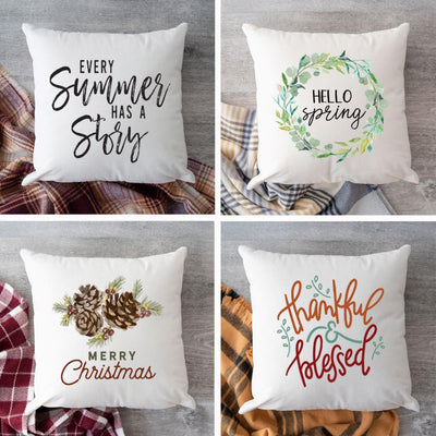 Seasonal Throw Pillow Covers Gift Set of 4
