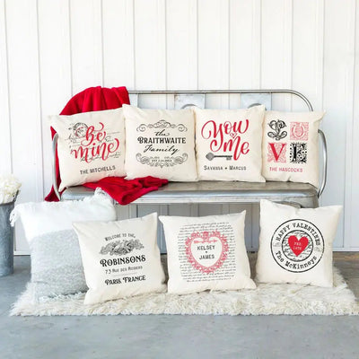 Personalized Vintage Valentine Throw Pillow Covers