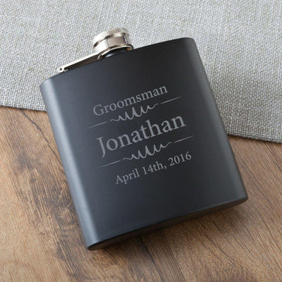 Groomsmen Matte Black Flask
