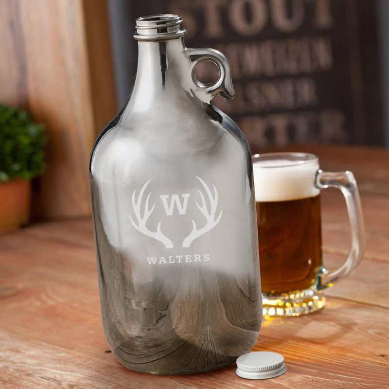 Personalized Gunmetal Beer Growler 64oz.