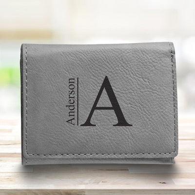 Men’s Vegan Leather Trifold Personalized Wallet – Gray